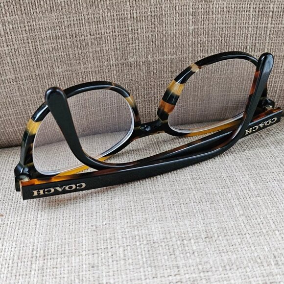 Coach Women Eyeglasses/Glasses Frame HC6102 BLK AMBER GLTR Vasity Stripe Frame - Picture 6 of 12